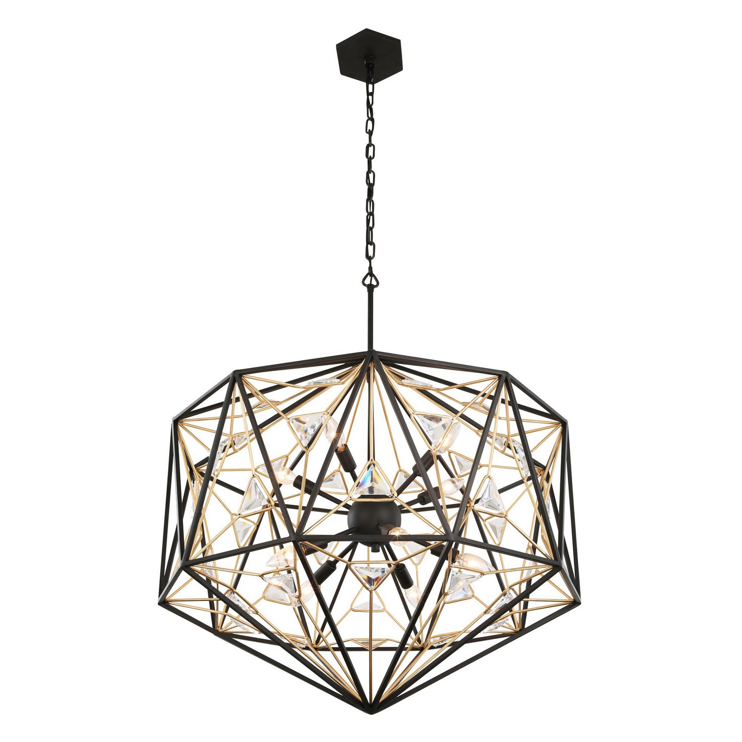 Varaluz - 353P10MBFG - Ten Light Pendant - Marcia - Matte Black/French Gold