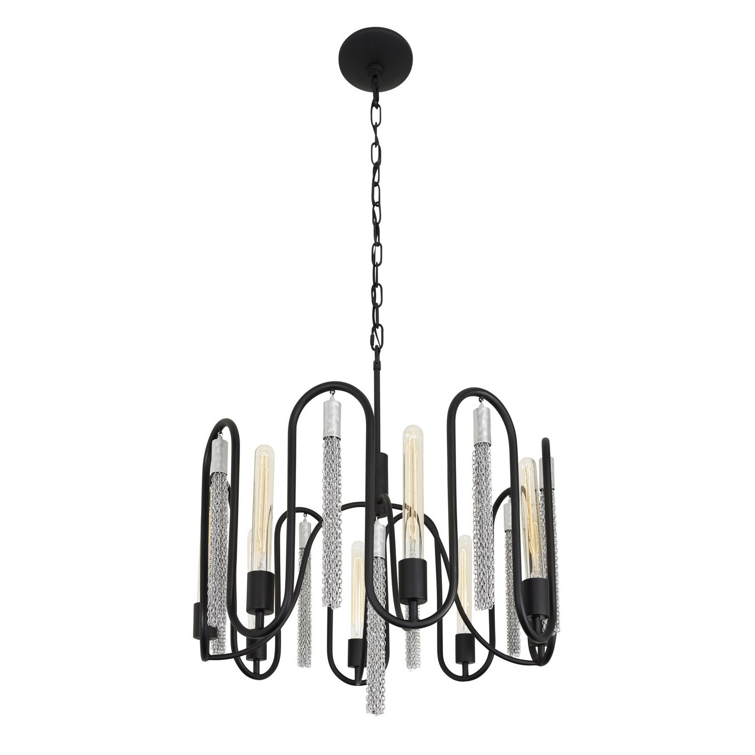 Varaluz - 354P08MBCH - Eight Light Pendant - Darden - Matte Black/Painted Chrome