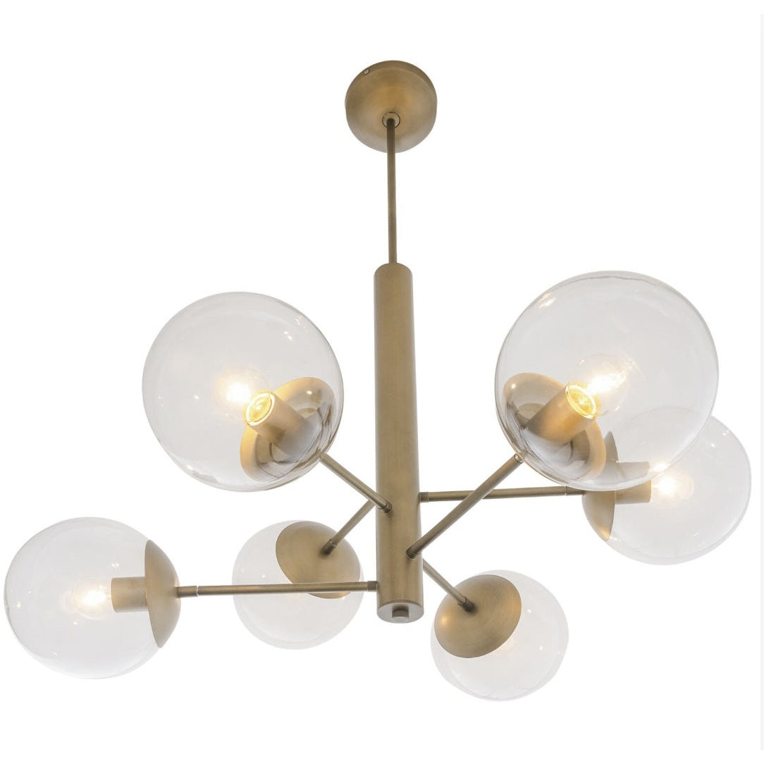 Varaluz - 612720 - Six Light Chandelier - Mid-Century - Antique Brass
