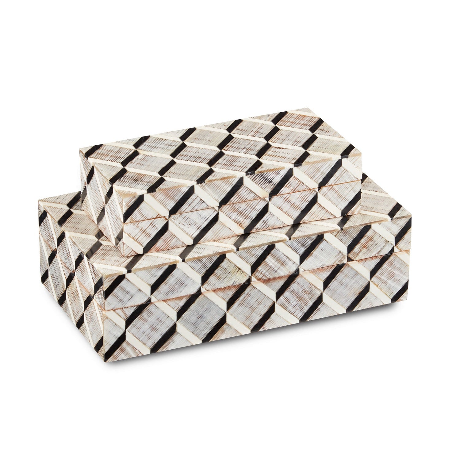 Currey and Company - 1200-0508 - Box - Derian Collection - Black/White/Natural