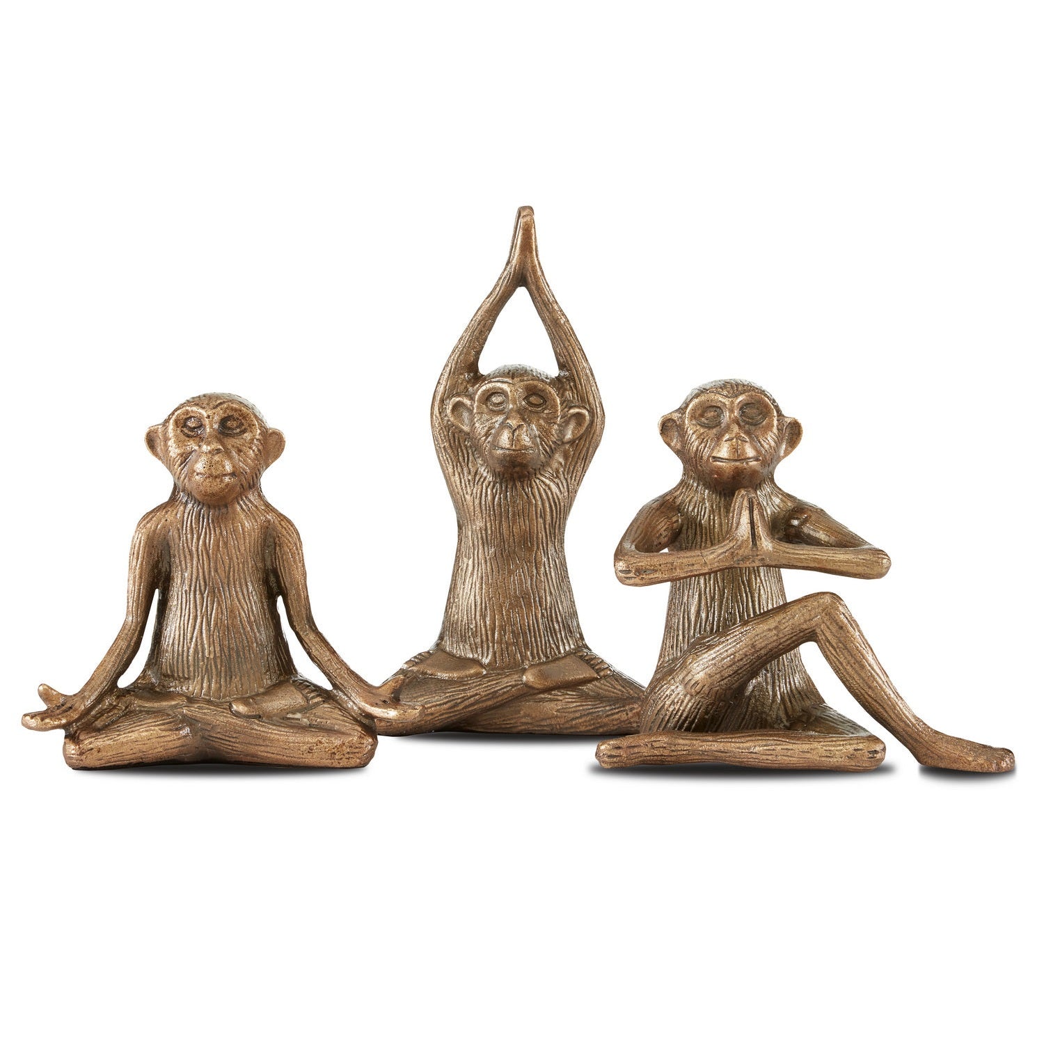 Currey and Company - 1200-0518 - Monkey Set of 3 - Zen Brass Monkey Set of 3 - Antique Brass