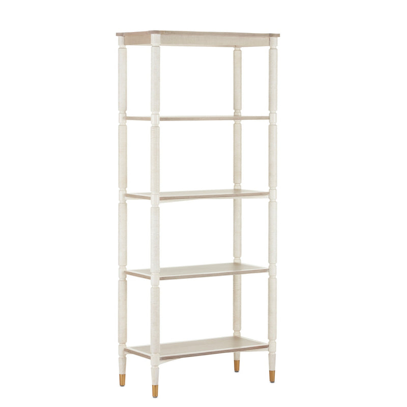 Currey and Company - 3000-0203 - Etagere - Aster Collection - Off White/Fog/Brass