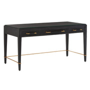 Currey and Company - 3000-0207 - Desk - Verona Collection - Black Lacquered Linen/Champagne