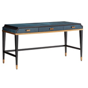 Currey and Company - 3000-0208 - Desk - Kallista Collection - Dark Sapphire/Caviar Black/Antique Brass