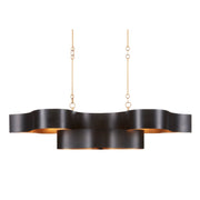 Currey and Company - 9000-0853 - Six Light Chandelier - Grand Lotus Collection - Satin Black/Contemporary Gold Leaf