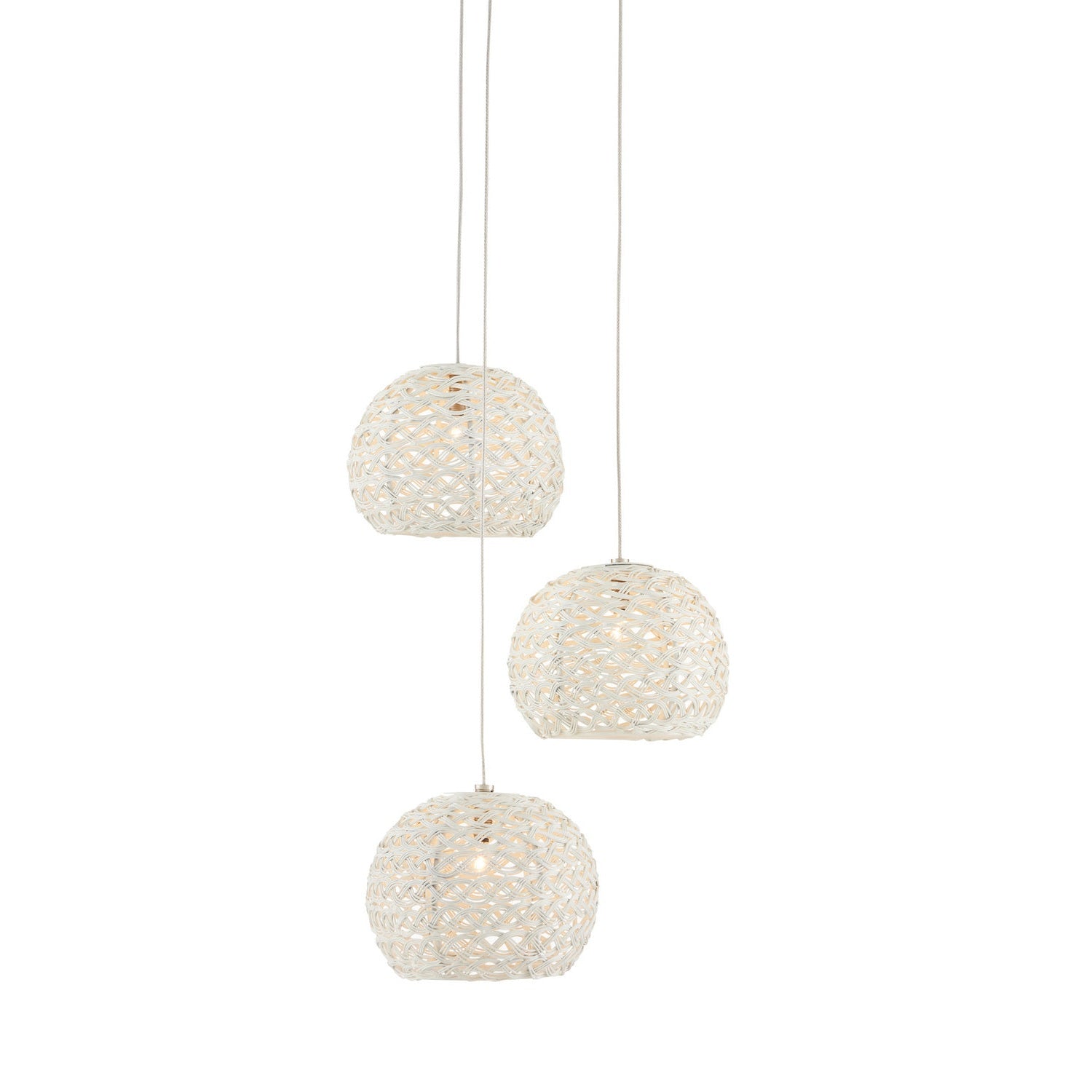 Currey and Company - 9000-0910 - Three Light Pendant - Piero Collection - Sugar White