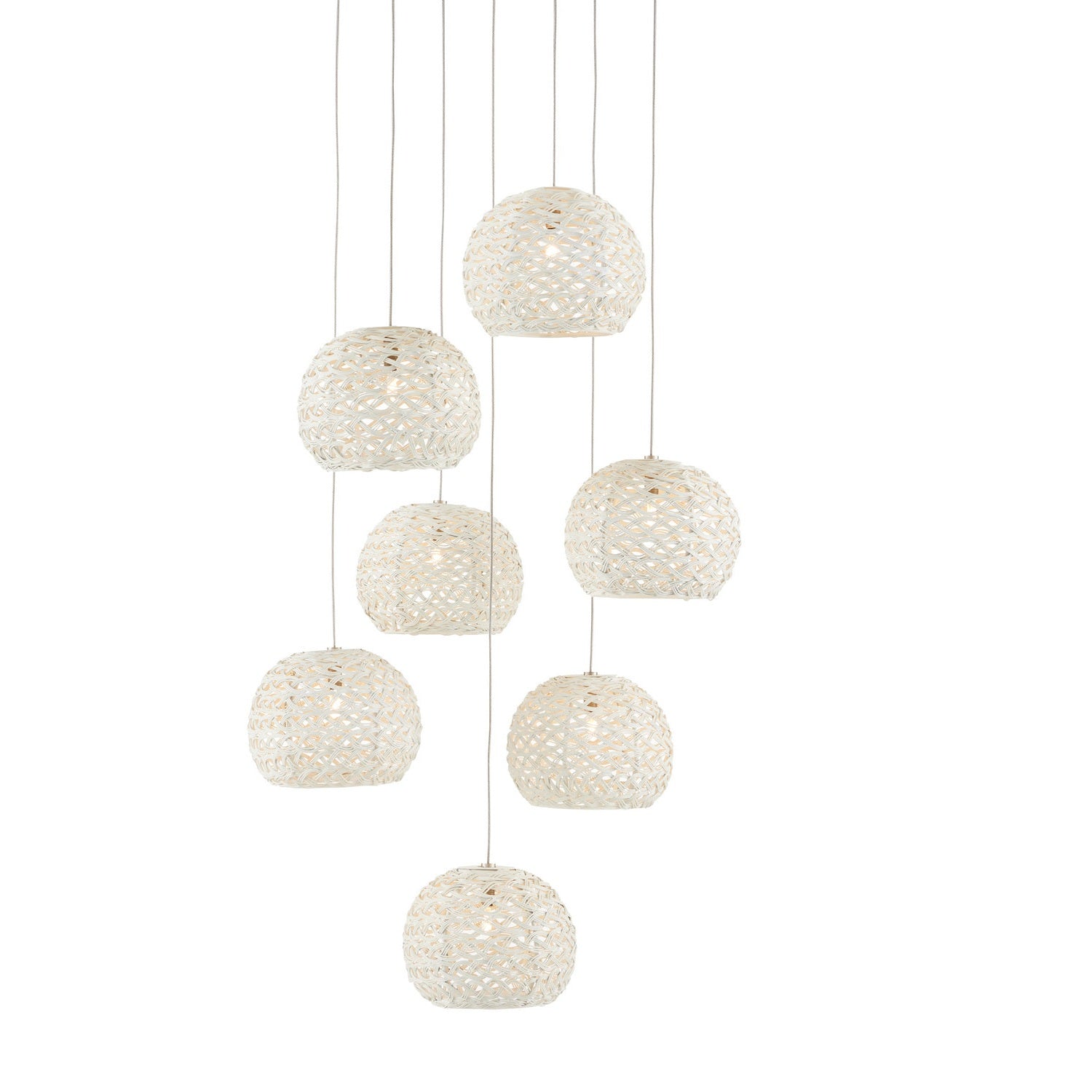 Currey and Company - 9000-0911 - Seven Light Pendant - Piero Collection - Sugar White