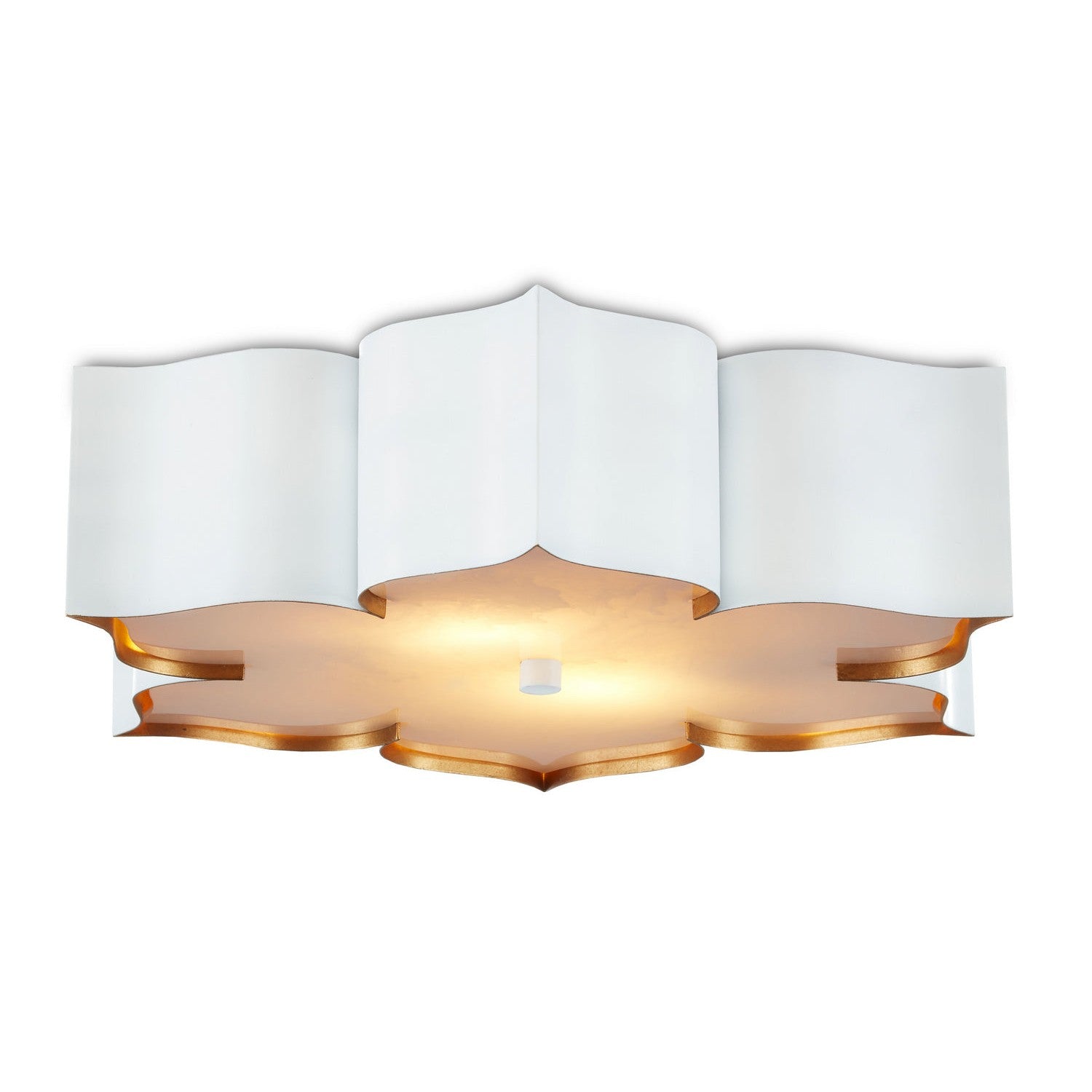 Currey and Company - 9999-0059 - Two Light Flush Mount - Grand Lotus Collection - Sugar White/ Contemporary Gold