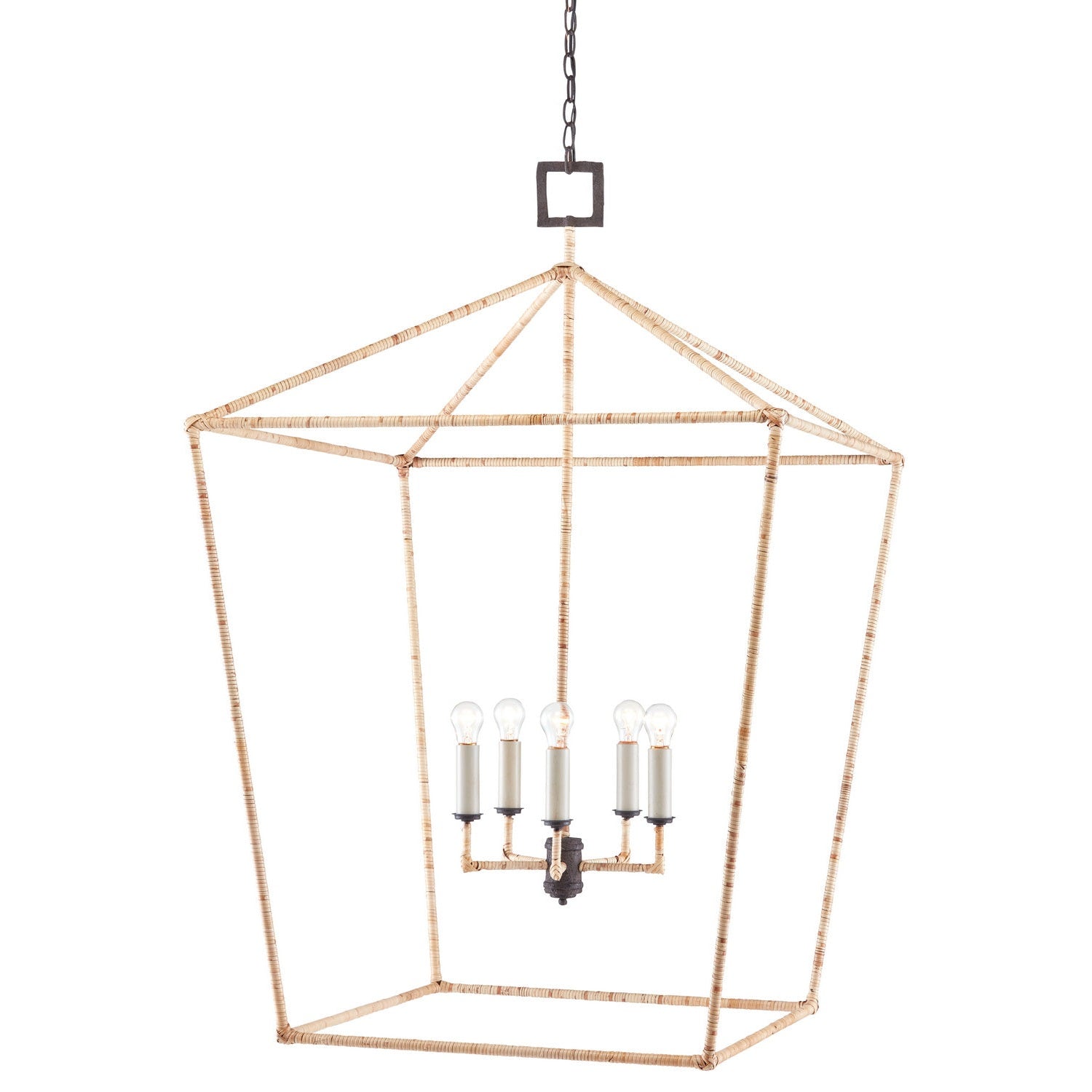 Currey and Company - 9000-0871 - Five Light Lantern - Denison Collection - Molé Black/Natural