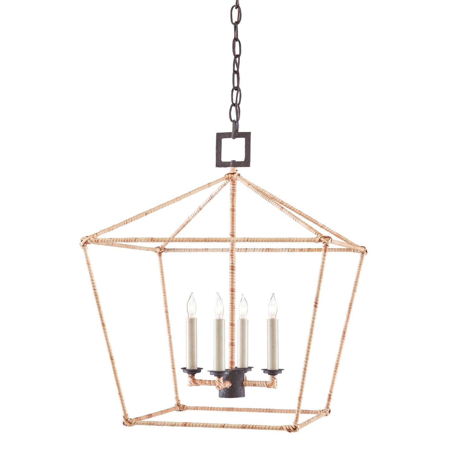Currey and Company - 9000-0872 - Four Light Lantern - Denison Collection - Molé Black/Natural