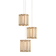 Currey and Company - 9000-0889 - Three Light Pendant - Daze Collection - White/Antique Brass