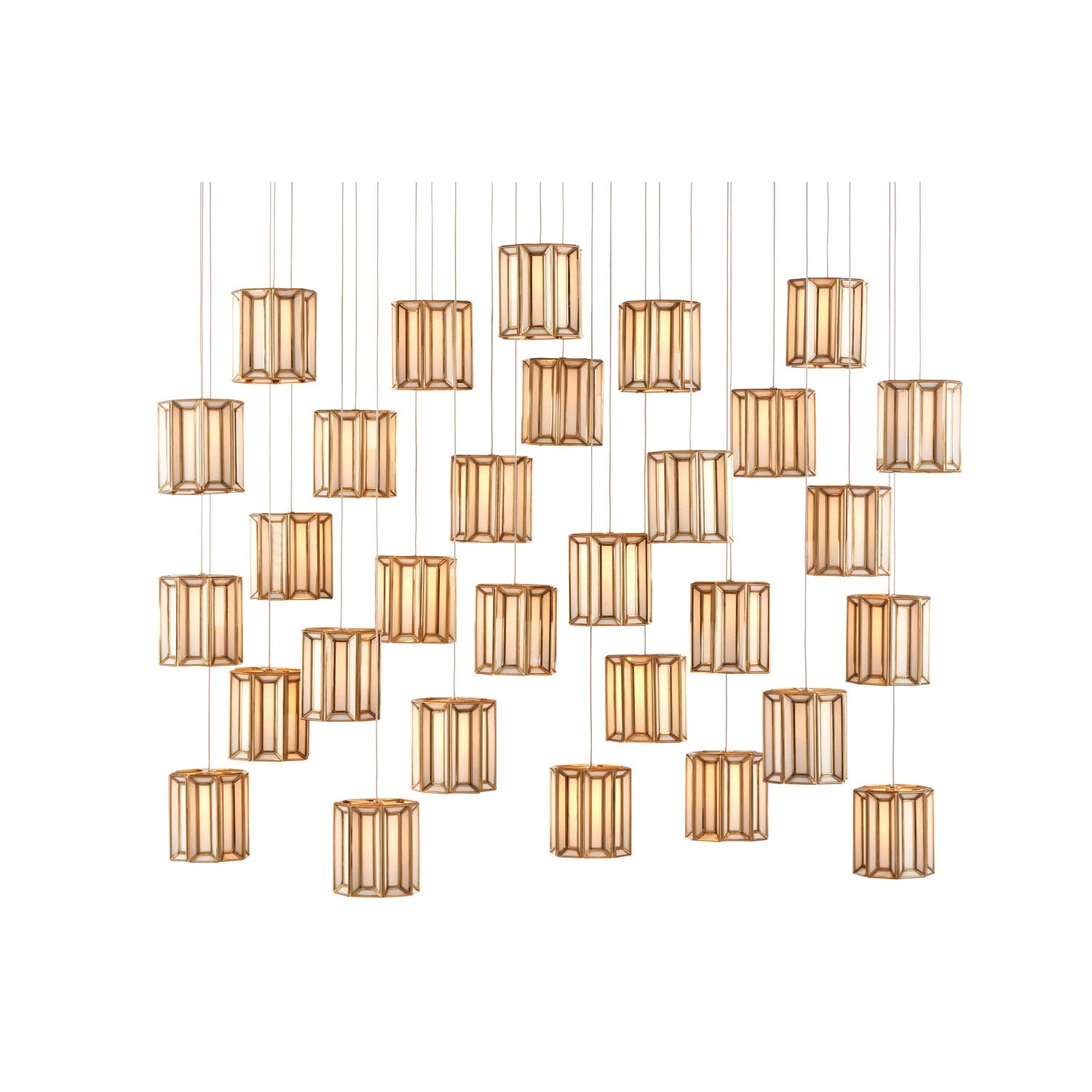 Currey and Company - 9000-0893 - 30 Light Pendant - Daze Collection - White/Antique Brass