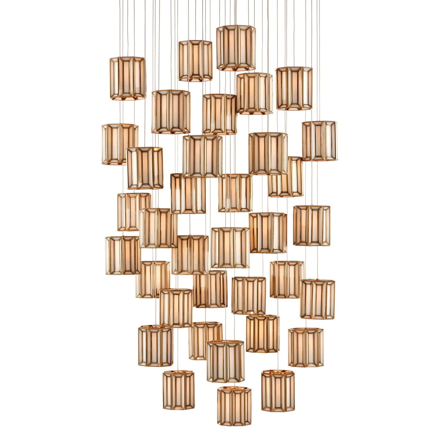 Currey and Company - 9000-0894 - 36 Light Pendant - Daze Collection - White/Antique Brass