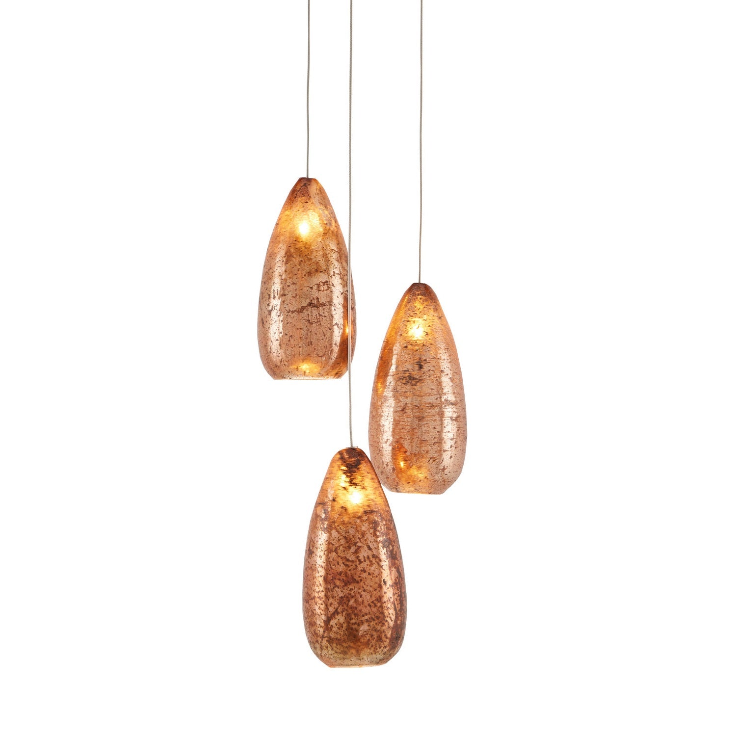 Currey and Company - 9000-0903 - Three Light Pendant - Rame Collection - Copper
