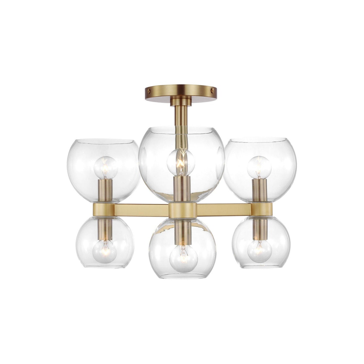 Visual Comfort Studio - KSF1036BBSCG - Six Light Semi Flush Mount - Londyn - Burnished Brass with Clear Glass