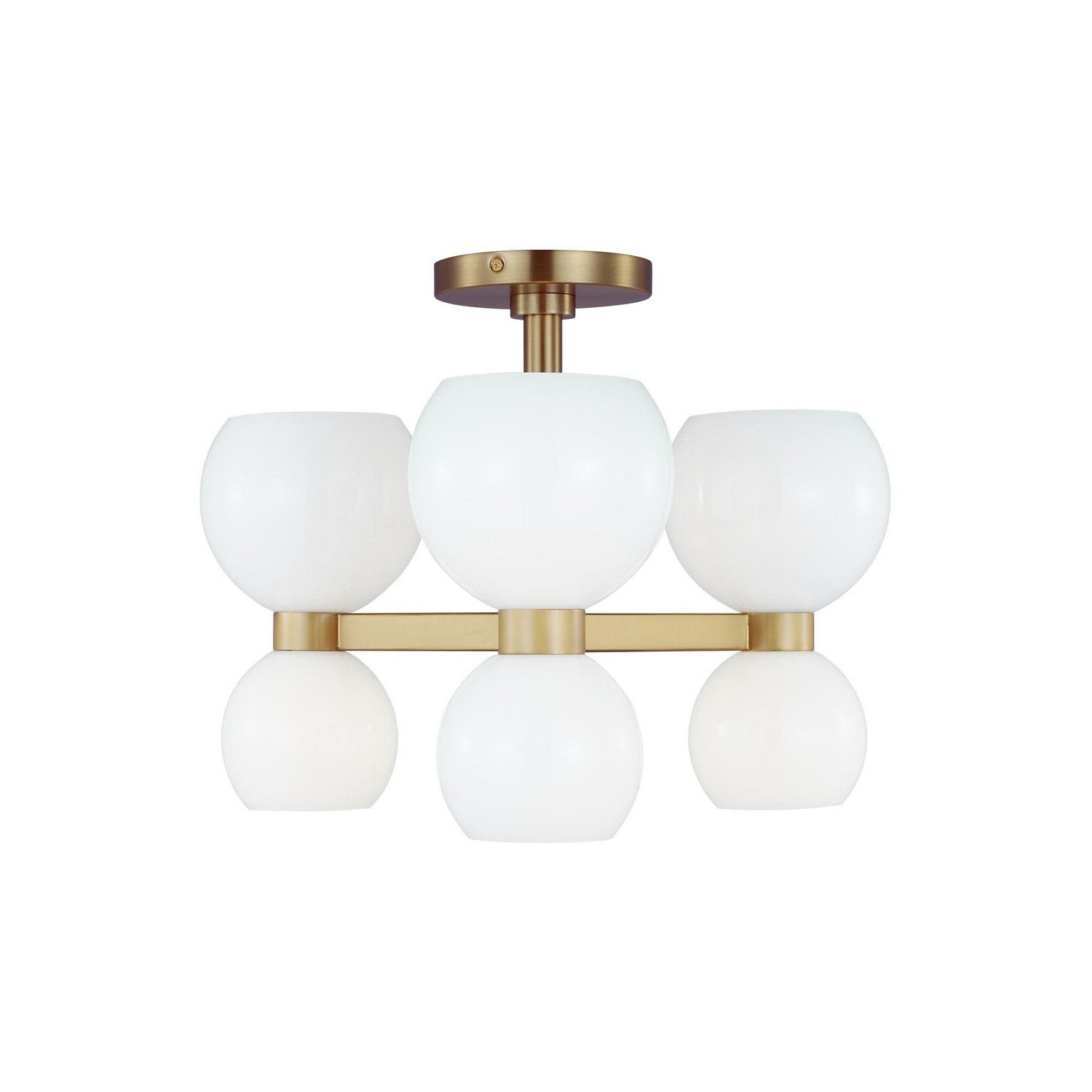 Visual Comfort Studio - KSF1036BBSMG - Six Light Semi Flush Mount - Londyn - Burnished Brass with Milk White Glass