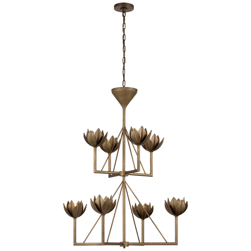 Visual Comfort Signature - JN 5005ABL - Eight Light Chandelier - Alberto - Antique Bronze Leaf