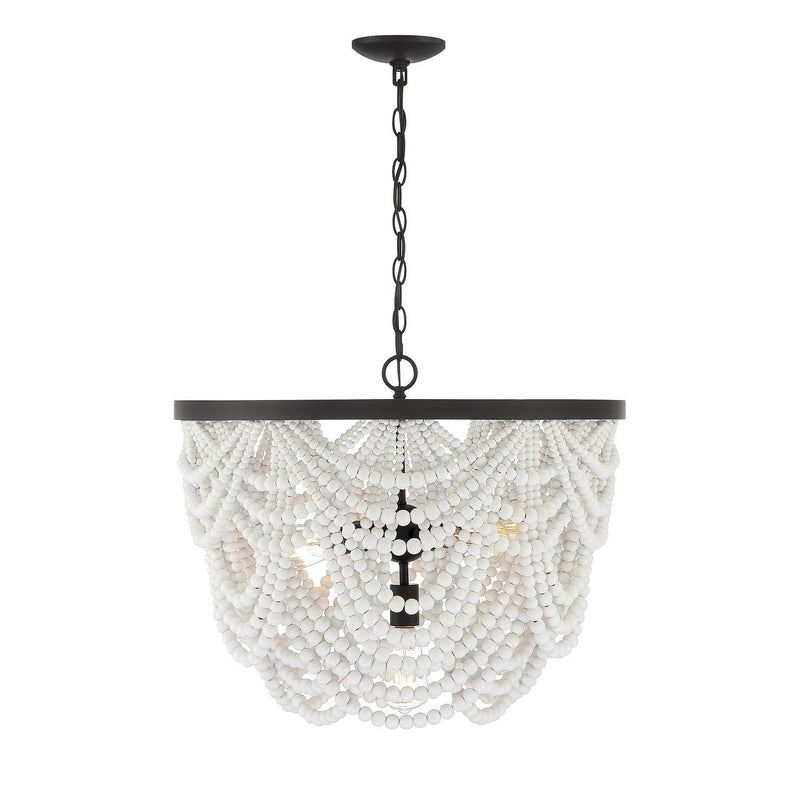 Meridian - M100101GRORB - Five Light Chandelier - Grecian White with Oil Rubbed Bronze