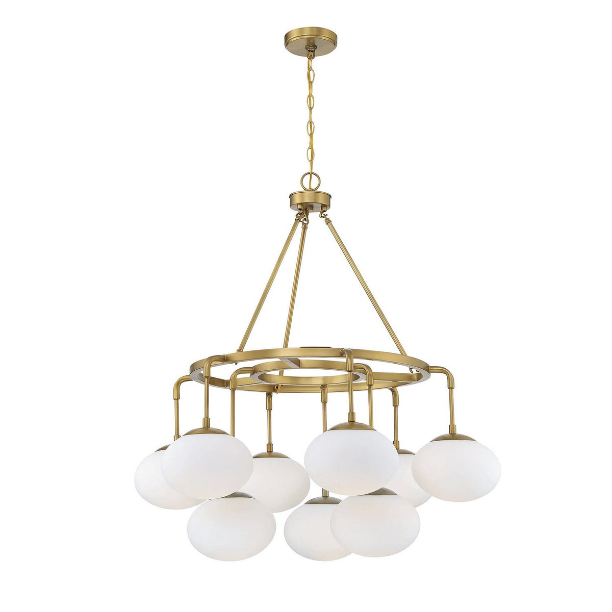 Meridian - M10098NB - Nine Light Chandelier - Natural Brass