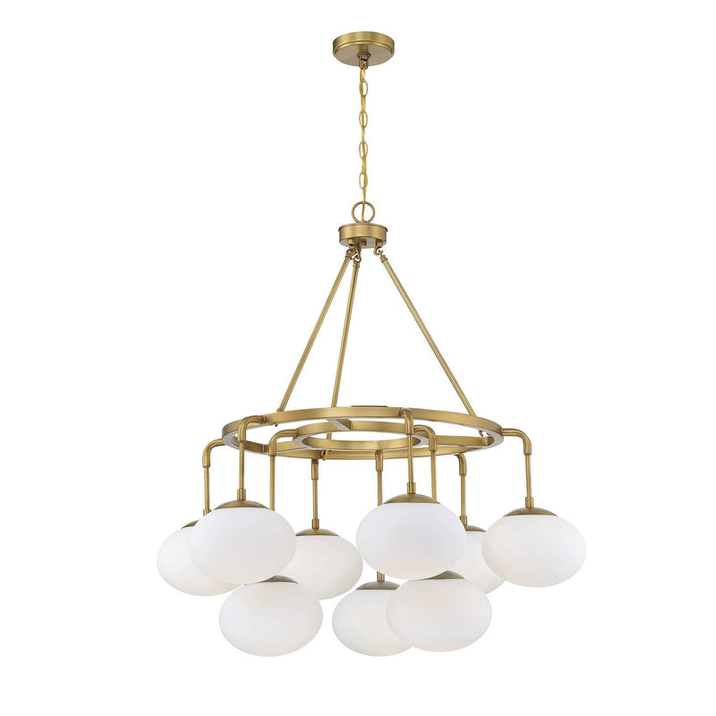 Meridian - M10098NB - Nine Light Chandelier - Natural Brass