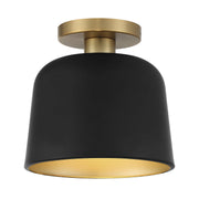 Meridian - M60067MBKNB - One Light Flush Mount - Matte Black with Natural Brass