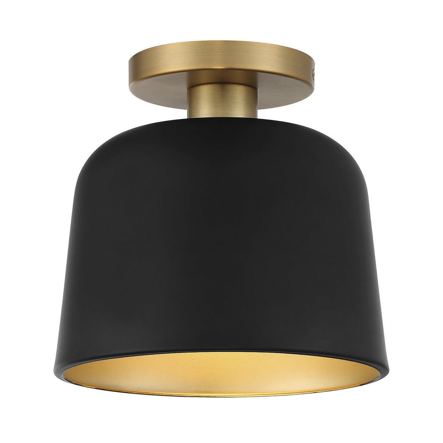 Meridian - M60067MBKNB - One Light Flush Mount - Matte Black with Natural Brass