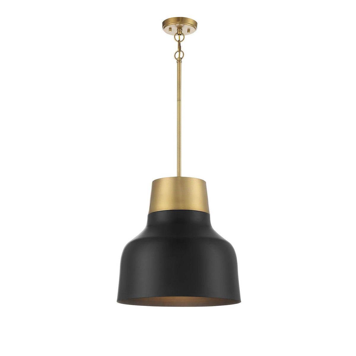 Meridian - M70115MBKNB - One Light Pendant - Matte Black with Natural Brass