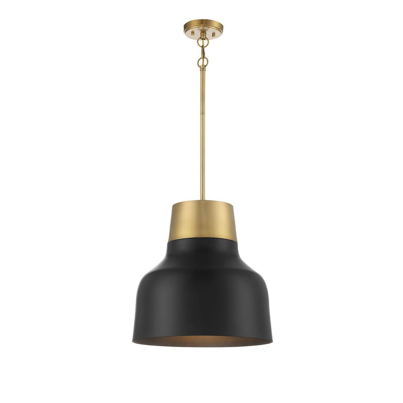 Meridian - M70115MBKNB - One Light Pendant - Matte Black with Natural Brass