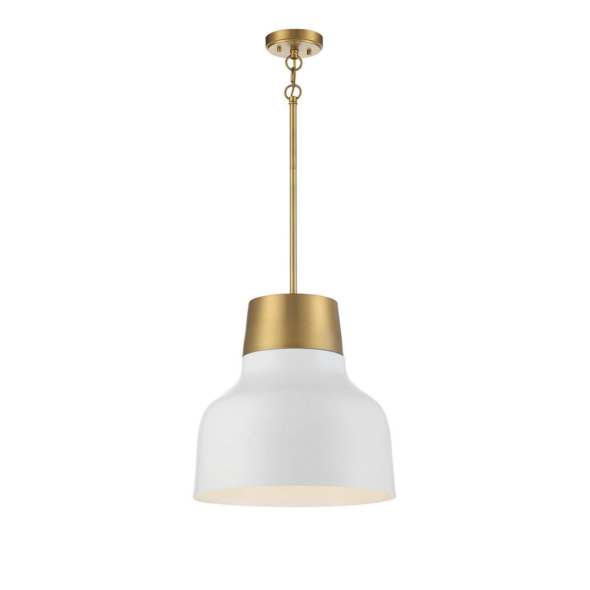 Meridian - M70115WHNB - One Light Pendant - White with Natural Brass