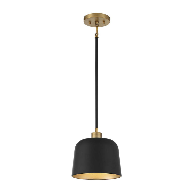Meridian - M70118MBKNB - One Light Pendant - Matte Black with Natural Brass