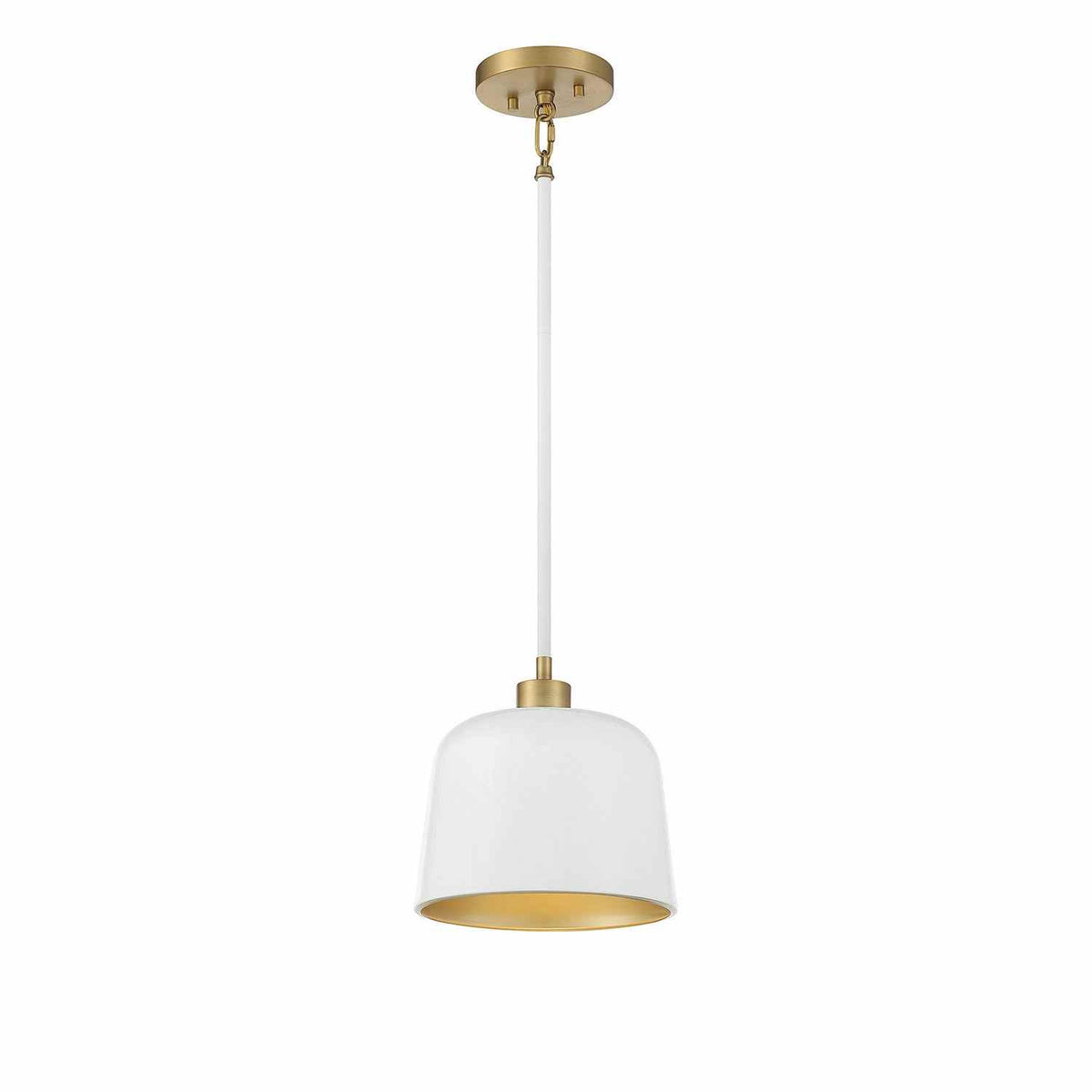 Meridian - M70118WHNB - One Light Pendant - White with Natural Brass