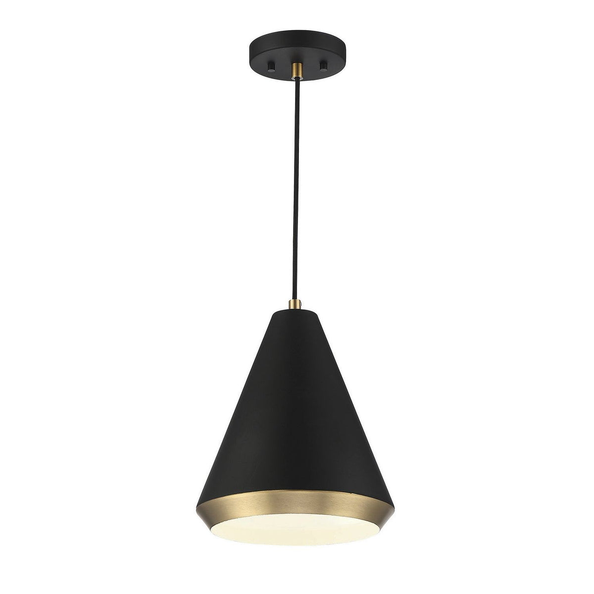 Meridian - M70122MBKNB - One Light Pendant - Matte Black with Natural Brass