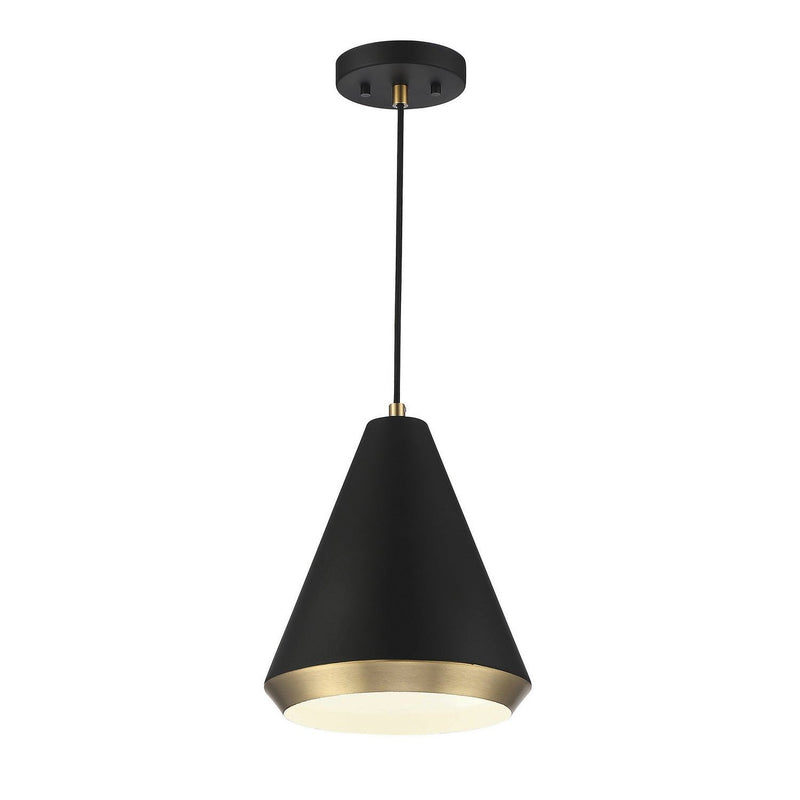 Meridian - M70122MBKNB - One Light Pendant - Matte Black with Natural Brass