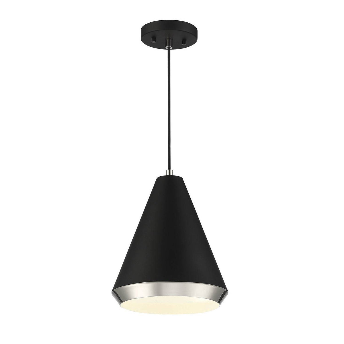 Meridian - M70122MBKPN - One Light Pendant - Matte Black with Polished Nickel