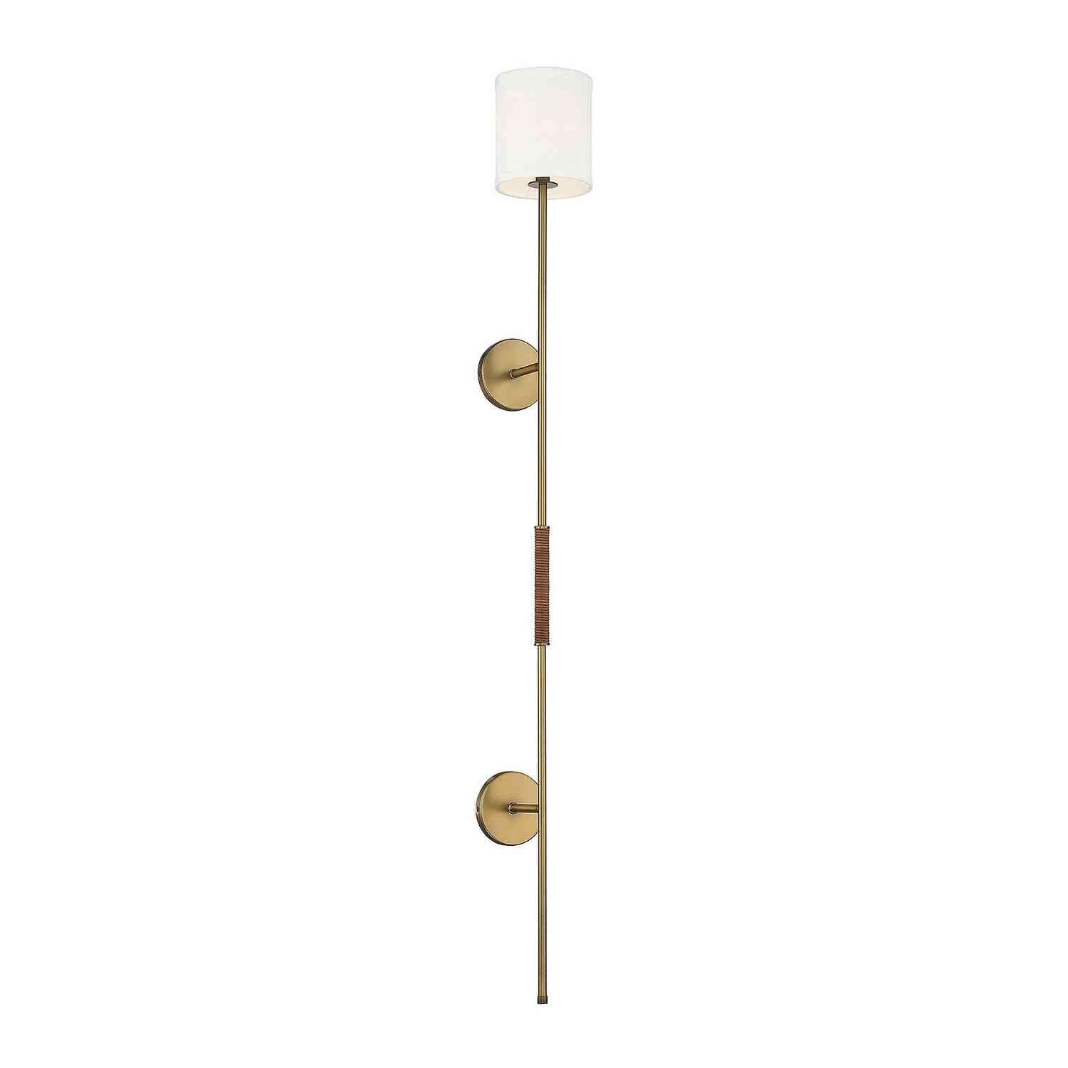 Meridian - M90063NB - One Light Wall Sconce - Natural Brass with Leather Accent