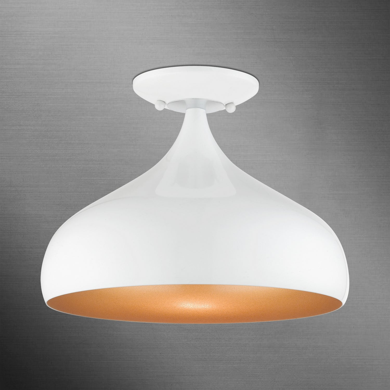 Livex Lighting - 41050-69 - One Light Semi-Flush Mount - Amador - Shiny White w/ Polished Chromes