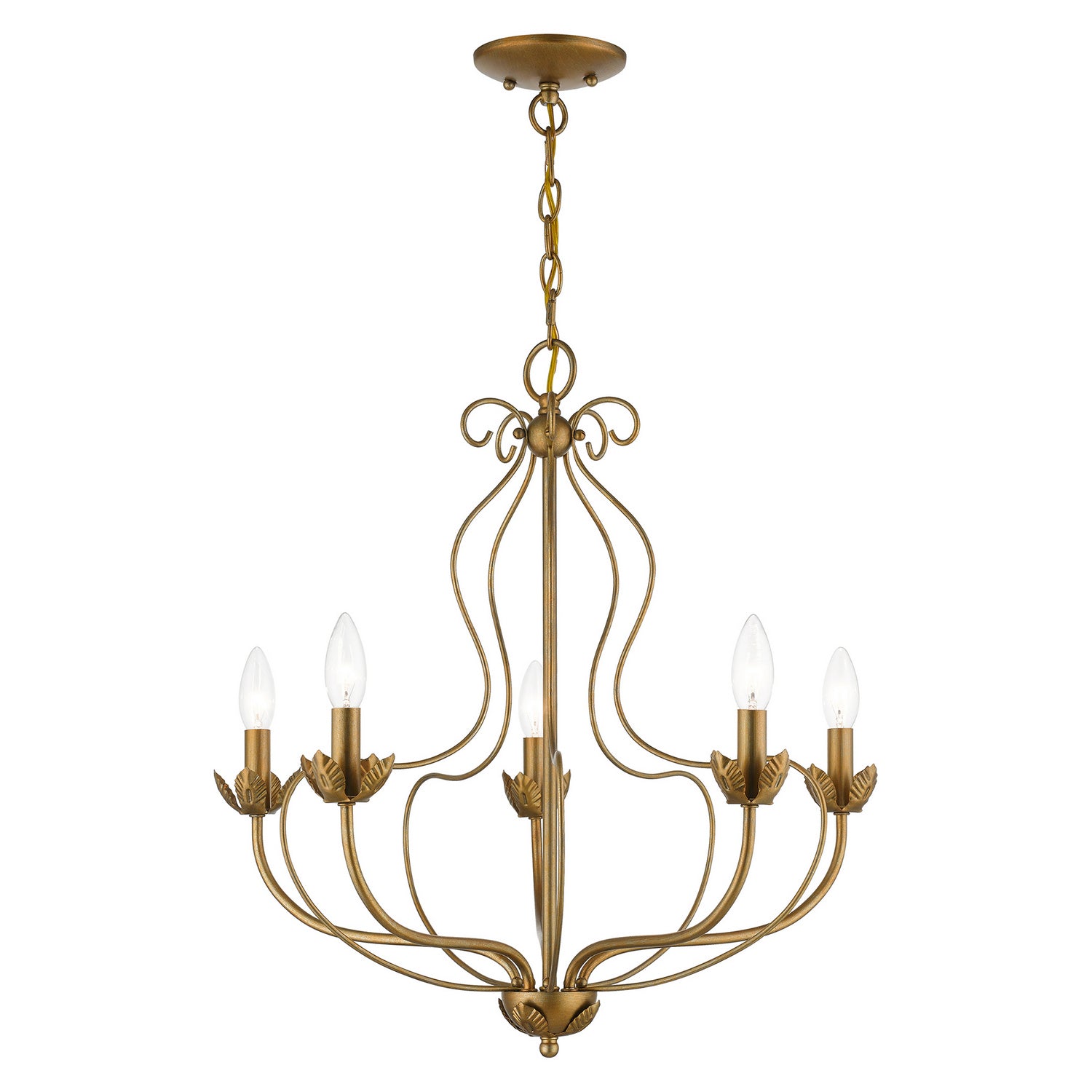 Livex Lighting - 42905-48 - Five Light Chandelier - Katarina - Antique Gold Leaf