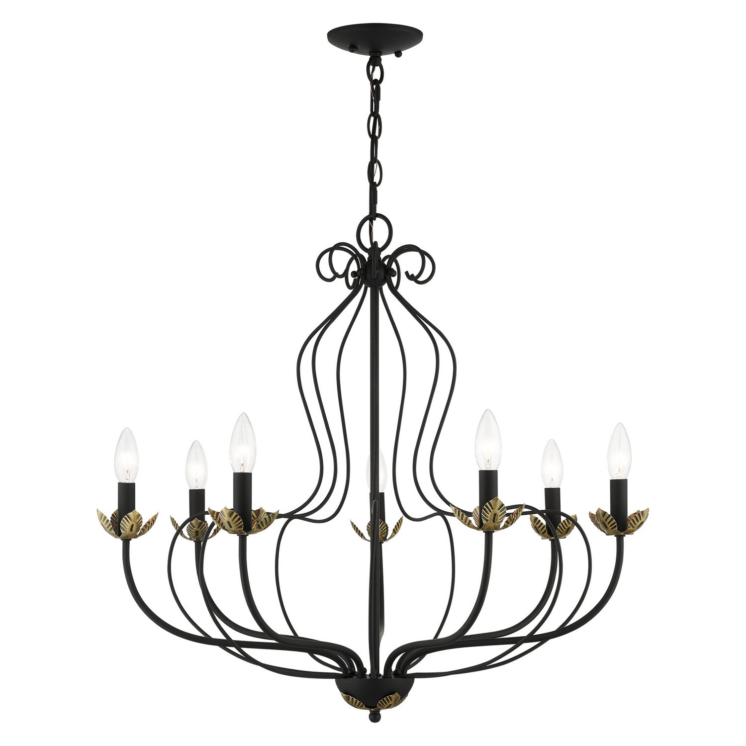 Livex Lighting - 42907-04 - Seven Light Chandelier - Katarina - Black w/ Antique Brasss