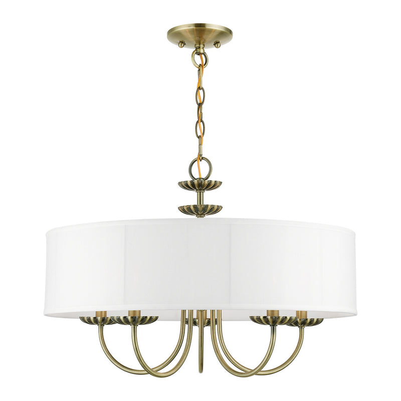 Livex Lighting - 42985-01 - Five Light Pendant - Brookdale - Antique Brass
