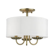 Livex Lighting - 42987-01 - Three Light Semi-Flush Mount - Brookdale - Antique Brass