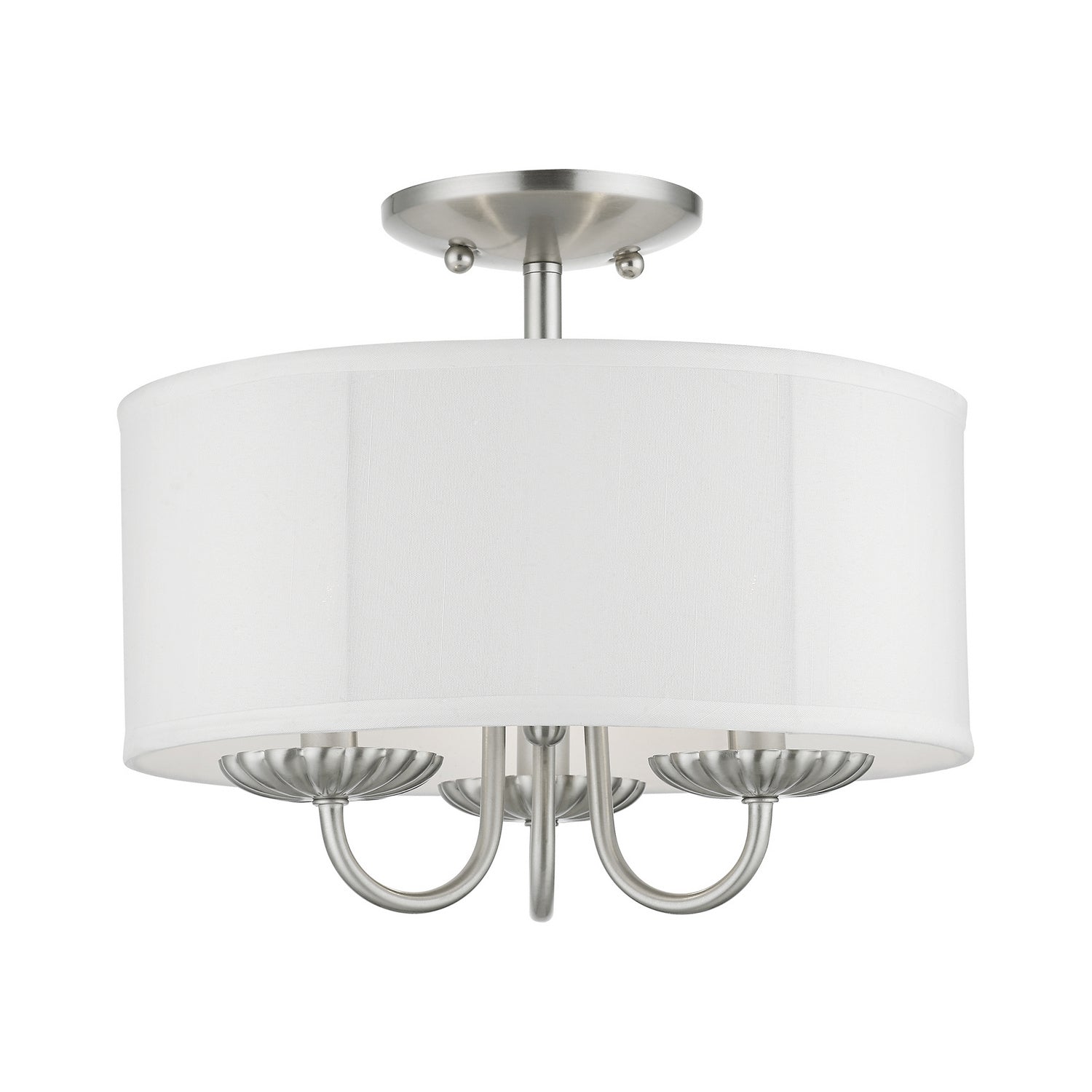 Livex Lighting - 42987-91 - Three Light Semi-Flush Mount - Brookdale - Brushed Nickel
