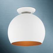 Livex Lighting - 43390-03 - One Light Semi-Flush Mount - Piedmont - White w/ Brushed Nickels