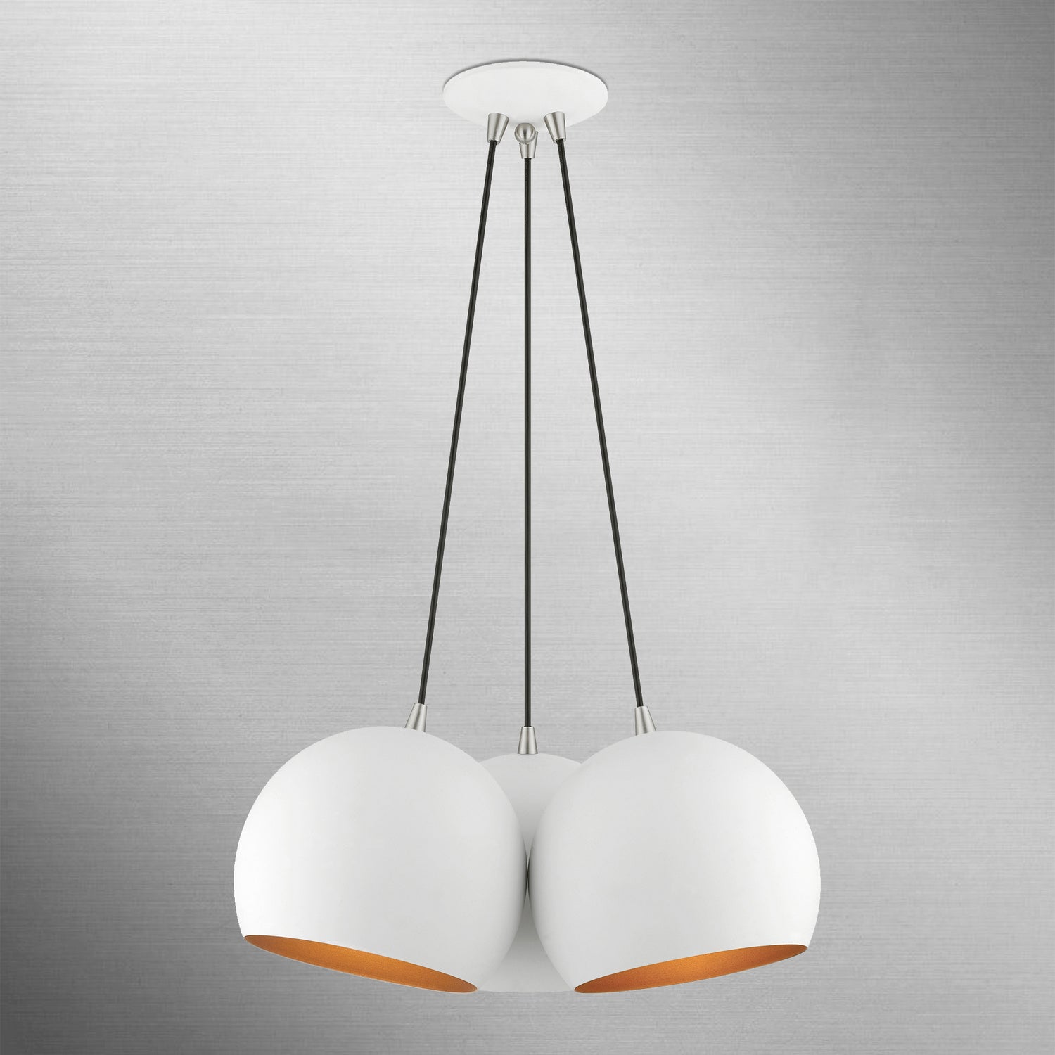 Livex Lighting - 43393-03 - Three Light Pendant - Piedmont - White w/ Brushed Nickels