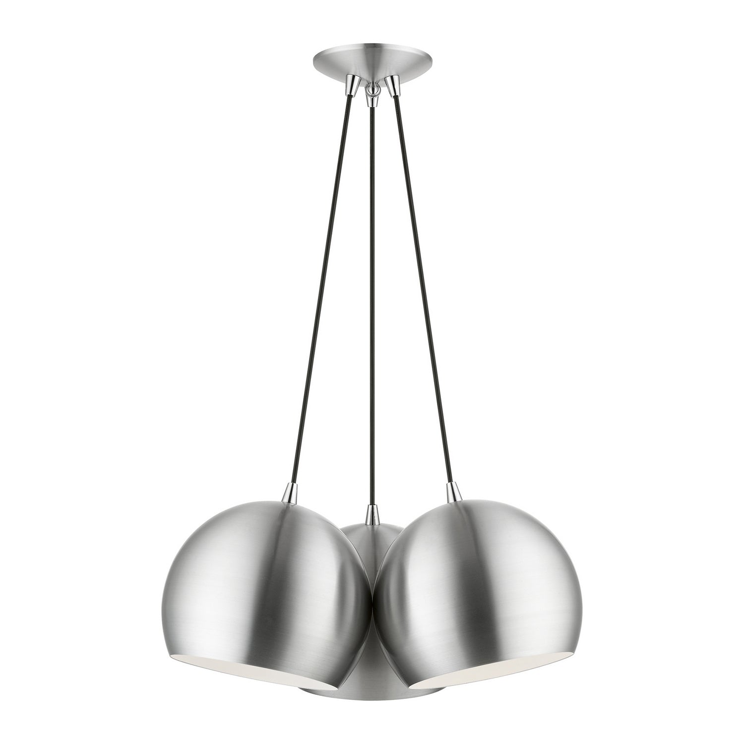 Livex Lighting - 43393-66 - Three Light Pendant - Piedmont - Brushed Aluminum w/ Polished Chromes