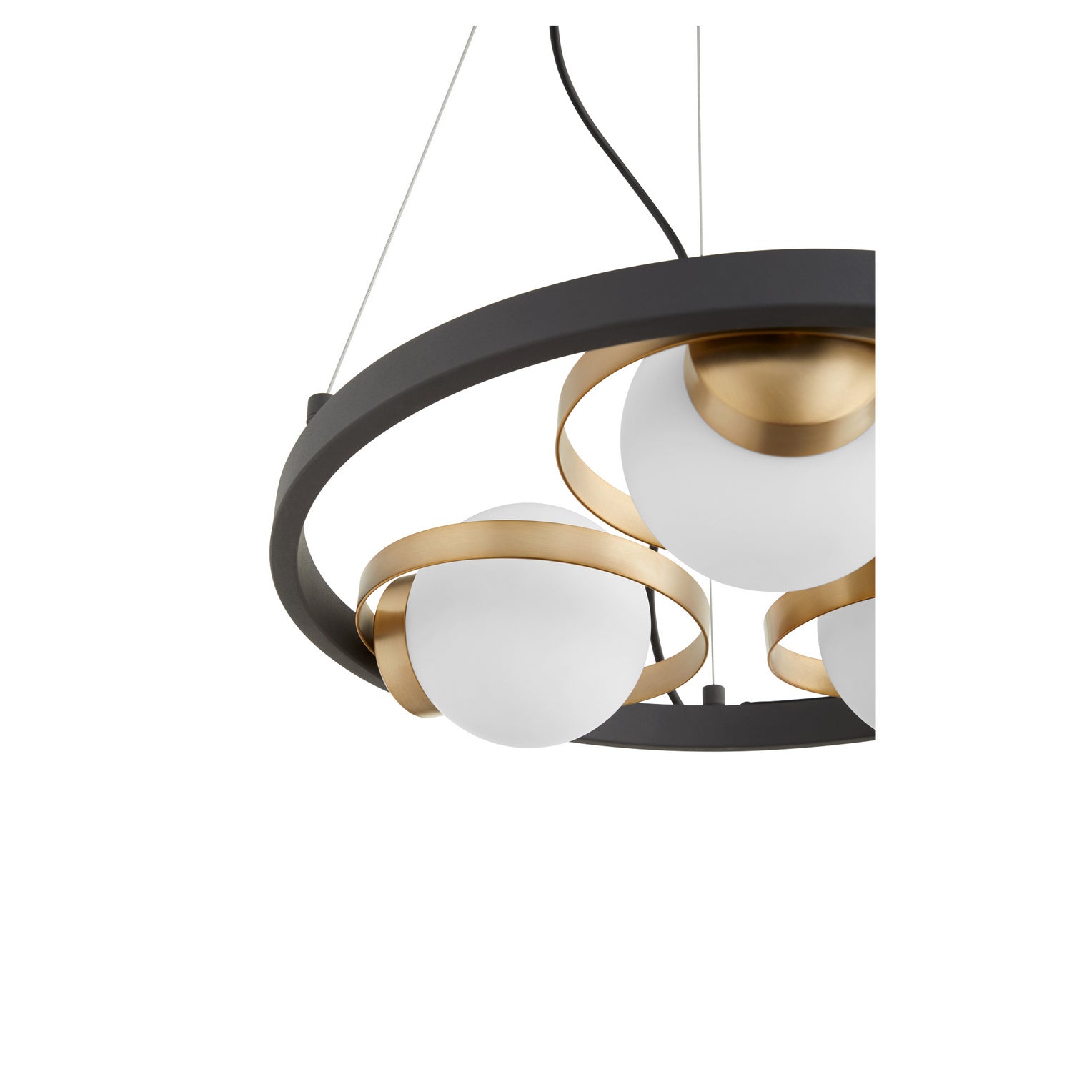 Quorum - 606-3-6980 - Three Light Chandelier - Nimbus - Textured Black w/ Aged Brass