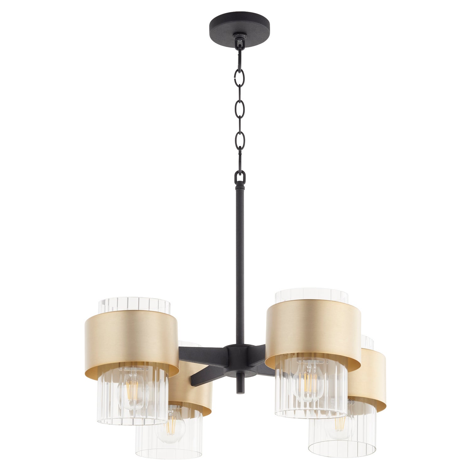 Quorum - 683-4-6980 - Four Light Chandelier - Epsilon - Textured Black w/ Aged Brass