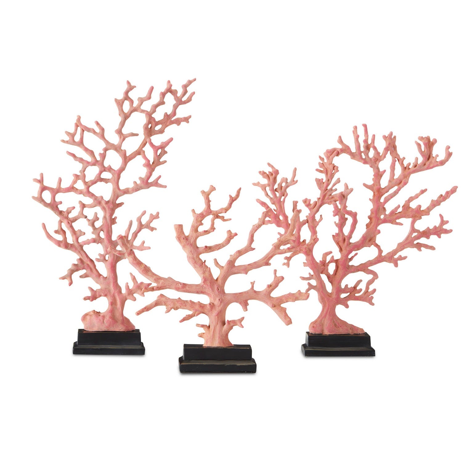Currey and Company - 1200-0436 - Branches Set of 3 - Red Coral Collection - Antique Red/Pale Pink/Black