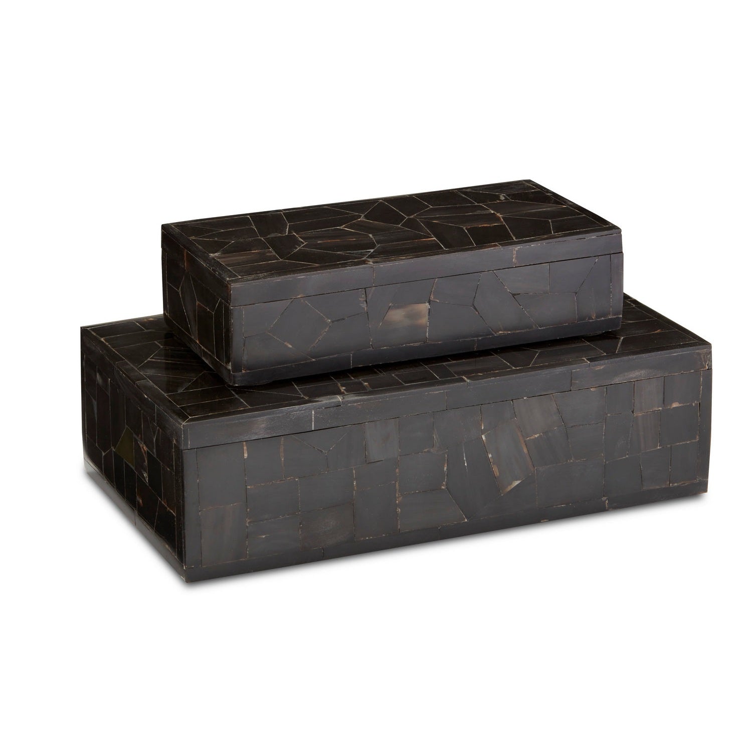Currey and Company - 1200-0452 - Box Set of 2 - Black Bone Mosaic Box Set of 2 - Black