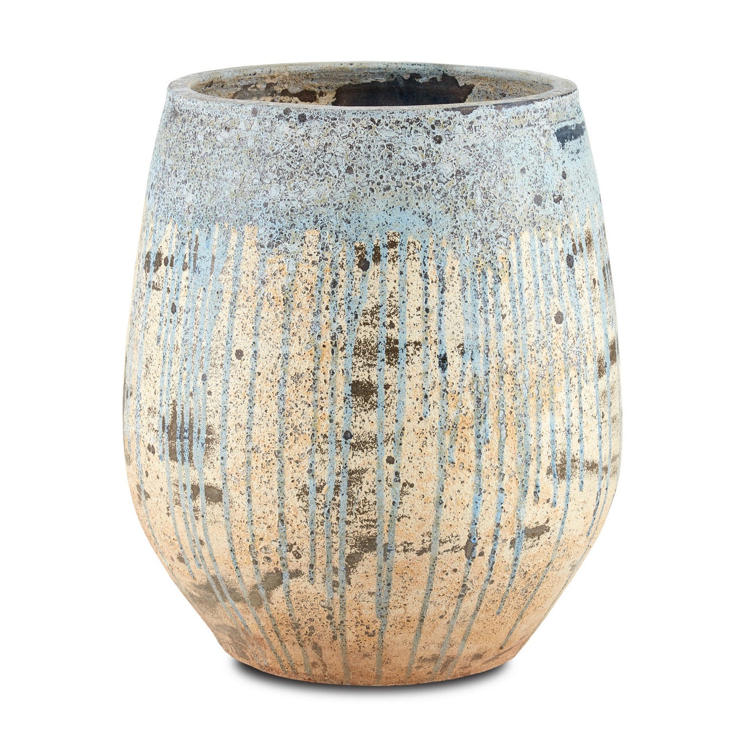 Currey and Company - 2200-0005 - Planter - Sicilia Collection - Antique White / Blue Drip