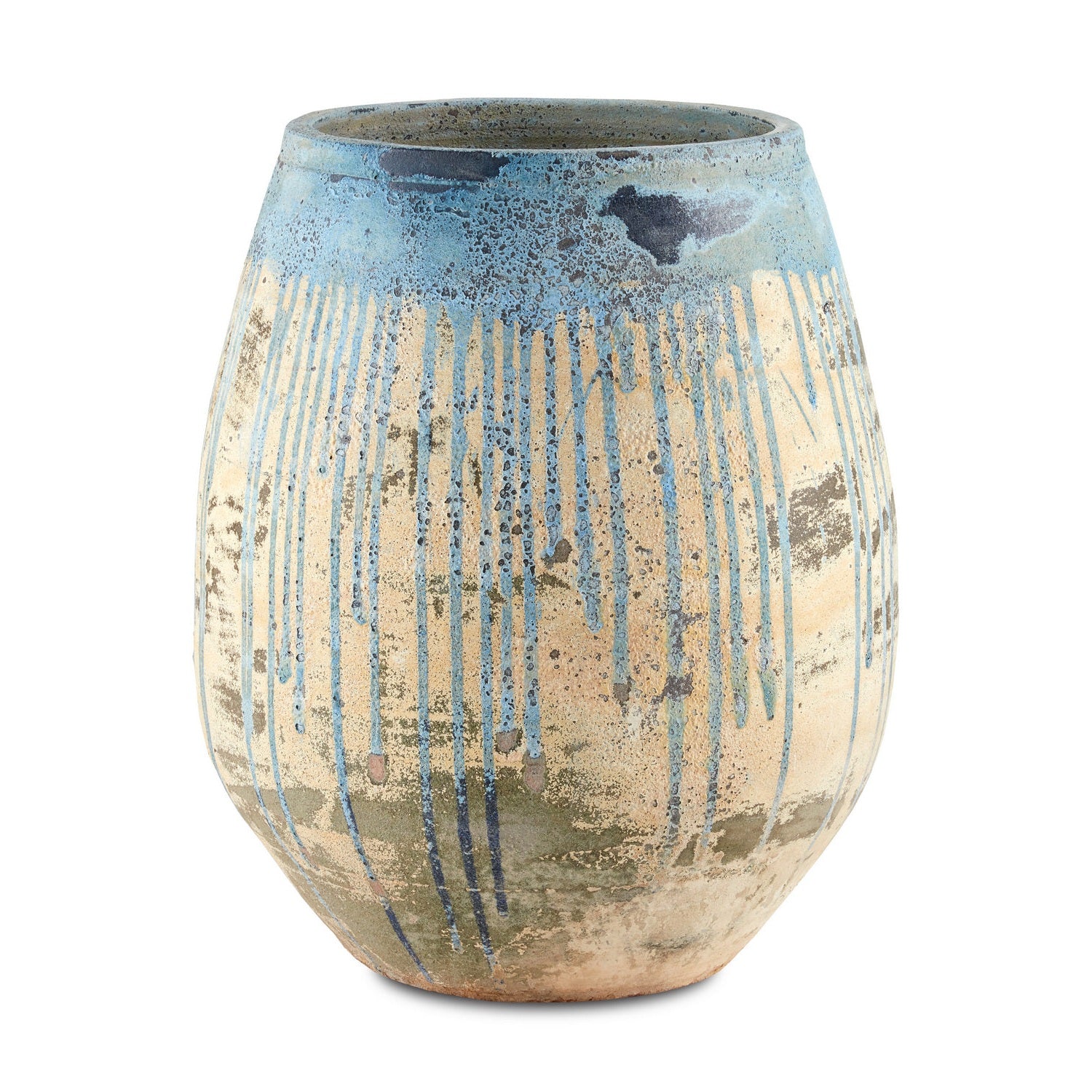 Currey and Company - 2200-0006 - Planter - Sicilia Collection - Antique White / Blue Drip